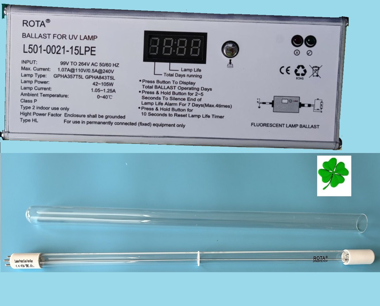 Rota® Tauch UVC  1.2A. Digital Amalgam  Instant start 42/52/65/75/105W