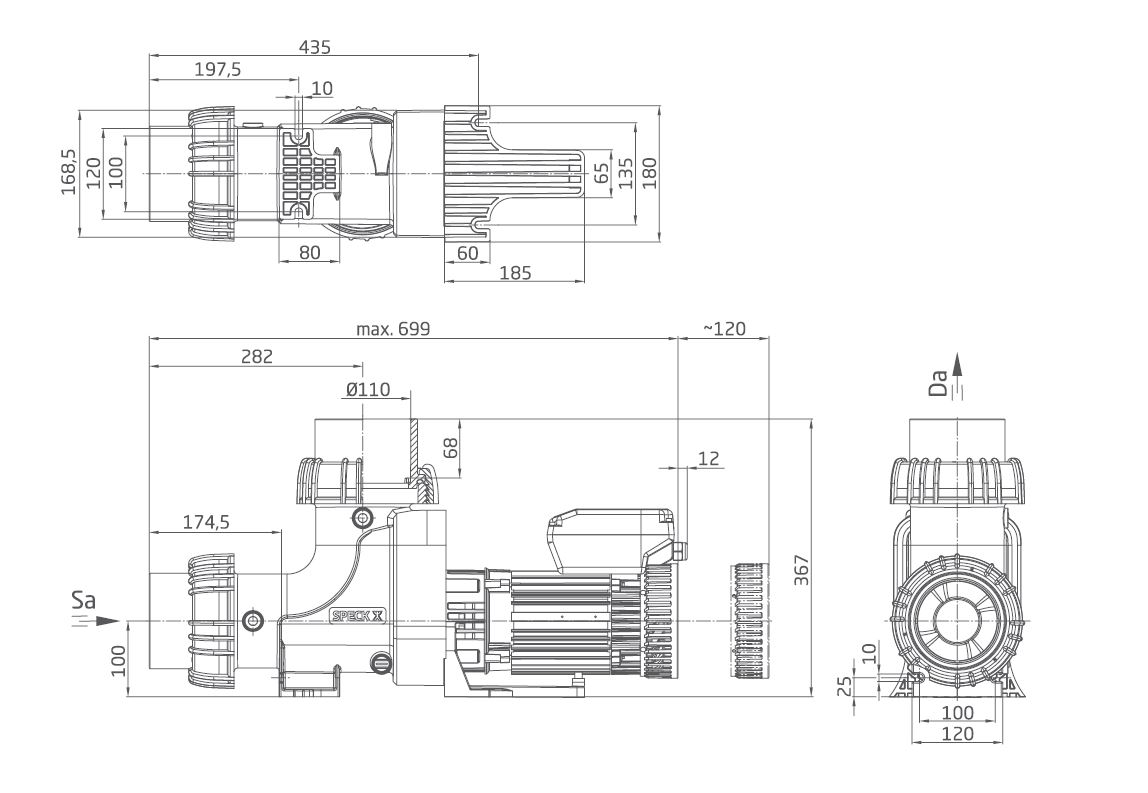 zeichnung - Marinaqua - Propellerpumpen PP30 MP30 FF30 & Rota Tauch UVC